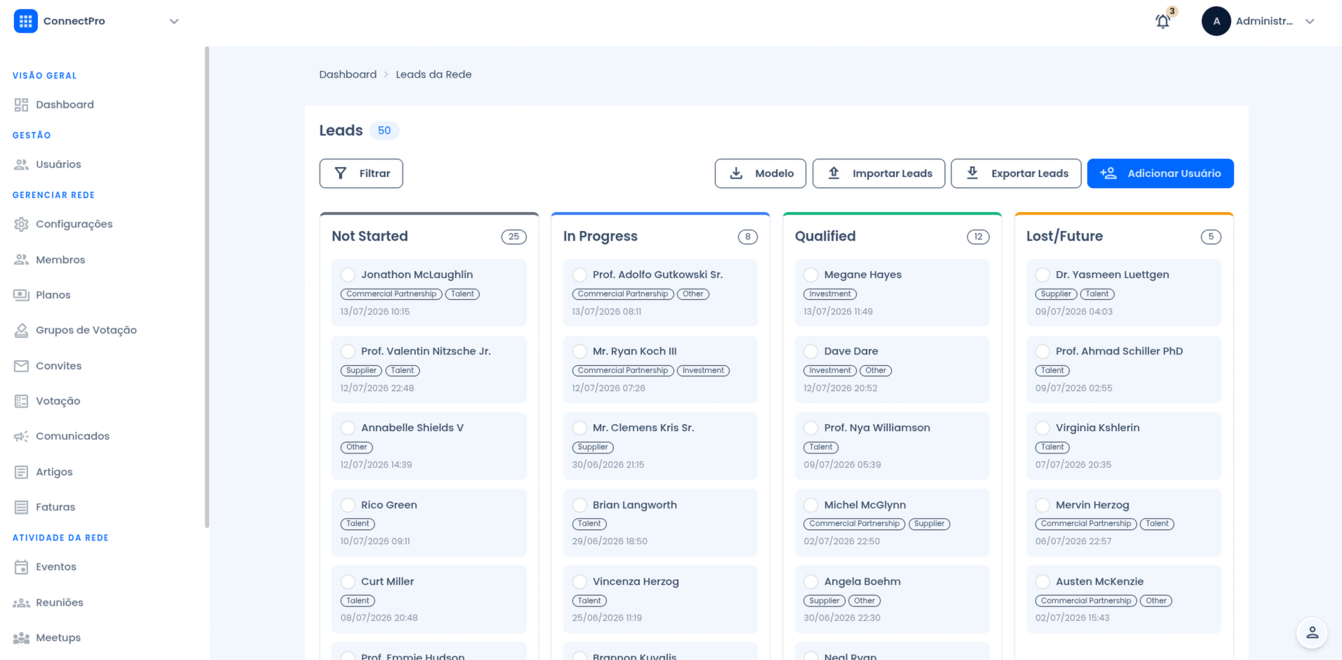 Randel leads kanban board for prospect triage